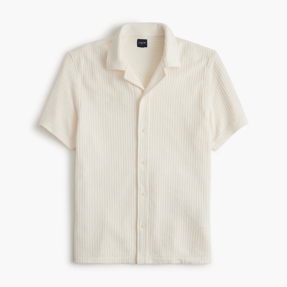 New JCREW Size XXL Short-Sleeve Textured Camp Shirt in Ivory $98 CJ136 - Picture 1 of 4